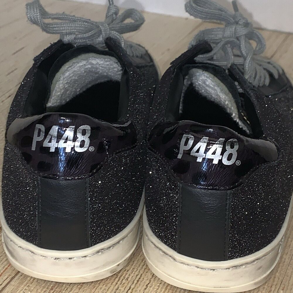 P448 John Glitter Black/Gold Low Top Sneakers Women’s US 7.5 Preppy Casual EU 38 - Picture 6 of 16